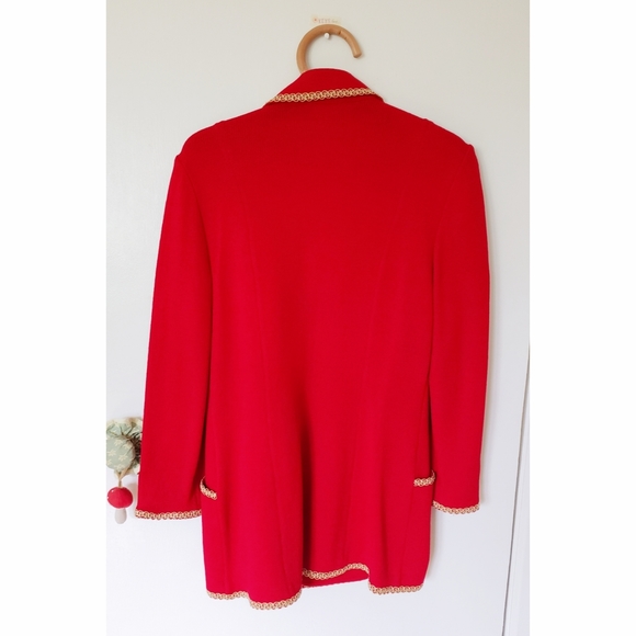 Vintage St. John Red Military Style Cardigan/Coat - Picture 4 of 11